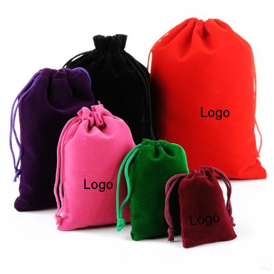 China Custom Drawstring Jewelry Gift Pouch Suede Velvet Jewelry Pouch Drawstring Bag With Printed Logo Wholesale for sale