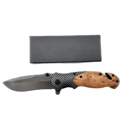 China Non-variable Best Selling Survival Camping Pocket Knife Folding Tactical Outdoor Knife With Wood Handle for sale