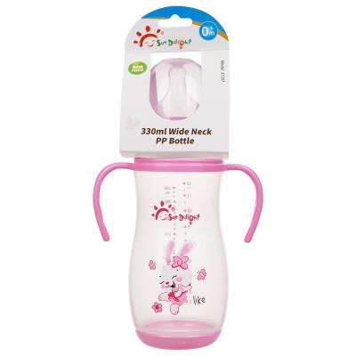 Cina Doppio ampio biberon del bambino dell'arco del collo della maniglia pp 12oz 330ml in vendita