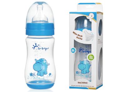 China Geruchlose 9oz 260ml breite Polypropylen-Baby-Flaschen des Hals-Bogen-pp. zu verkaufen