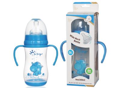 China Doppelte Bogen-Baby-Saugflasche des Griff-pp. breite des Hals-9oz 260ml zu verkaufen