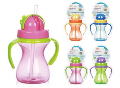 China De dubbele Vrije 9oz 290ml Baby Straw Cup van het Handvatpp Silicone BPA Te koop