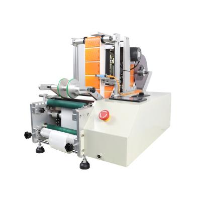 China Food round bottle semi automatic desktop automatic labeling machine, manual labeling machine for sale