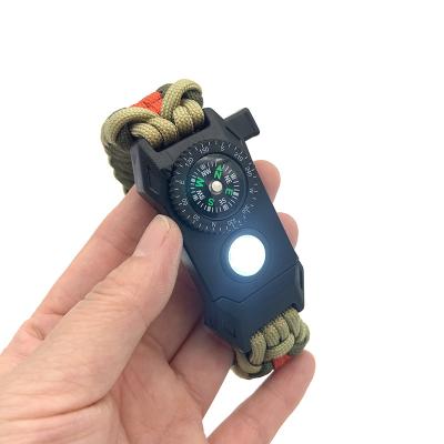 China Outdoor Survival Braided Bracelet Sale, LED Distress Light Compass Bracelet SK-221 for sale