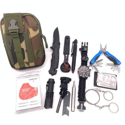 China Amazon Hot Selling 12-in-1 Camping Tools and Equipment Hiking Self-Rescue LED LightsTactical Watch WS-1 for sale