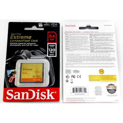 China SDCFXSB-064G-G46 SanDisk CompactFlash R120/W85 64G Plastic Extreme CF Memory Card for sale