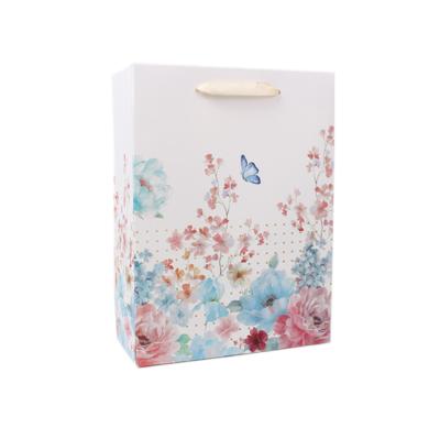 China Recyclable Amazon Customized Flower Design Gift Bag Art Paper Gift Bag With Ribbon Handle Design The Latest for sale