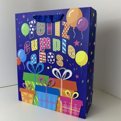 China Recyclable Luxury Customized Cheap Birthday Design Gift Bag Cardboard Glitter Printing Glitter Paper Bag With Ribbon Handle for sale