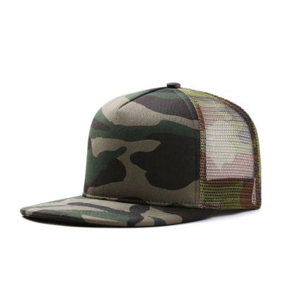 China COMMON Wholesale Empty Camouflage Mesh Hat Summer Beach 5 Panel Trucker Hat Cap for sale