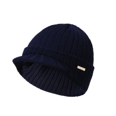 China Winter Stripe COMMON Beanie Army European And American Hat With Platypus Visor Autumn Winter Men And Women Knitted Ski Hat for sale