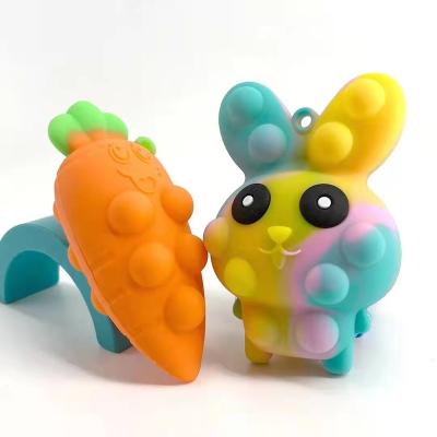 China 3D Rabbit Dye Link Silicone Push Button Silicone Push Button Easter Bunny Noise Bouncy Hot Relaxation Sensory Toy for sale