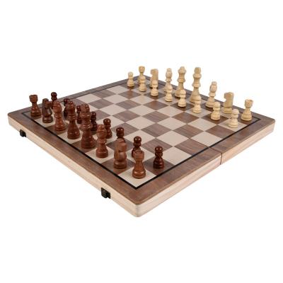 China 2022 Wholesale Magnetic 3 in 1 International Magnetic Wooden Chess Pieces Board Foldable Wooden Chess Sets for sale