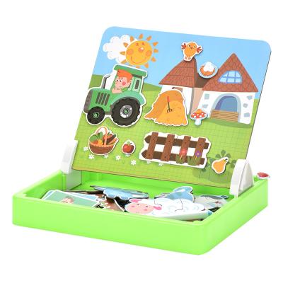 China Educational toy 2021hot sale amusement puzzle game the background with magnetic farm story puzzle for kids gift for sale