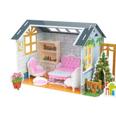 China DIY PLAY to pretend sofa set 3d furniture assemble luxury dollhouse crafted house paper puzzle for girls for sale