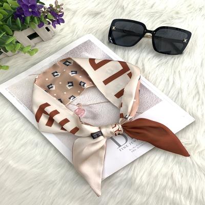 China Women Girls Design Twill Silk Ribbon Feeling Scarf Soft Touch Scarf Headband Neckerchief Tie Luxury Scarf for sale