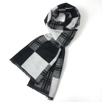 China Wholesale Luxury Soft Touch Feeling Mens 100% Cashmere Scarf Black White Winter for sale