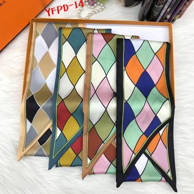 China Small Neck Soft Touch Feeling Promotional Scarf Neckerchief Uniform Silk Ribbon Scarf For Women Factory Supply for sale