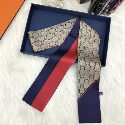 China Soft touch feeling elegant style women's band head neck feel satin print fashion ribbon scarf small scarf spring scarves wholesale sales for sale