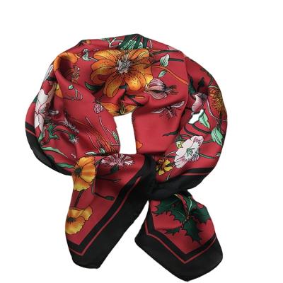 China Korean version of soft touch feeling silk square scarf foldable retro fashion literature and trend art ladies scarf autumn silk girl small for sale