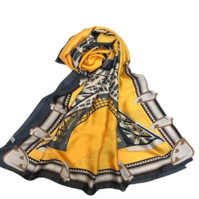 China Sweet Soft Feeling Digital Printing Pattern Women Stain Solid Square Silk Scarves Ladies Hijab Scarf for sale