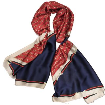 China Latest Fashion Ladies Soft Silk Feeling Silk Scarf Printed Women's Neck Scarf Square Neck Scarf Sale for sale