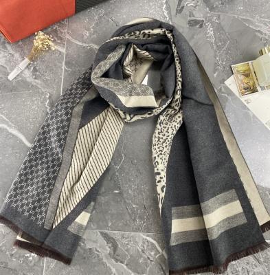 China Korean women's new autumn and winter cashmere cotton scarf super soft scarf color classic wild leopard stripe soft touch feeling for sale