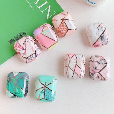 China Eco-friendly Material Marble Plated Earphone Case For Pro Air Pods Cute Pink Soft Flowers Cover Device For Air Pods1/2, Air Pods 3 Case à venda