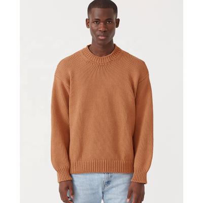 China 2021 Autumn Breathable Winter Drop Shoulder Crewneck Men's Sweater 100% Oversized Comfortable Cotton Knitted Pullover Sweaters Men for sale