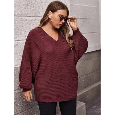 China 2021 Plus Size Sweaters Womens Casual Sweaters Soft Solid Basic Batwing Long Sleeve 100% Cotton Women Pullover Sweater Breathable for sale