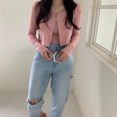 China 2021 Fashion Spring And Autumn Thin Knitted Ladies Short Cardigan Women's Anti-pilling Sweater for sale