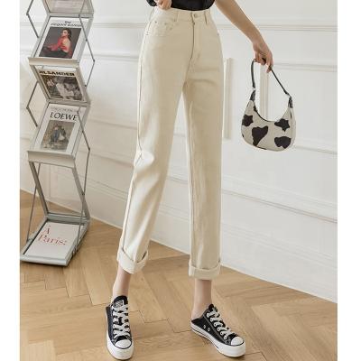 China 2021 New Style Beige Denim High Waist Breathable Slim Jeans Ladies Pencil Pants Women Pencil Jeans for sale