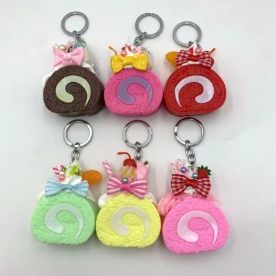 China Simulation candy toy color cake bun unisex keychaindiyMicro landscape window decoration shooting props key chain for sale