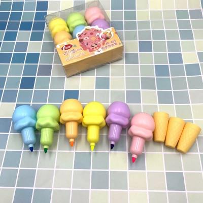 China Promotional Markers & Fluorescent pen cone6Color ice cream cute highlighter bars building block bullet assembly key mark pencil color graffiti pen for sale