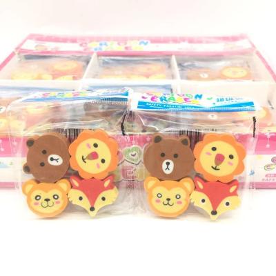 China Anti-dandruff bear and monkey cartoon fox bear and monkey Korean cute animal and desktop eraser pet eraser for sale