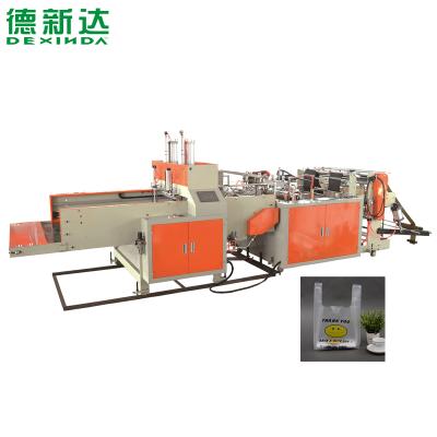 China Hotels Dexinda Two Line Fully Automatic Heat Sealing T-shirt Shopping Bag Making Machine for sale