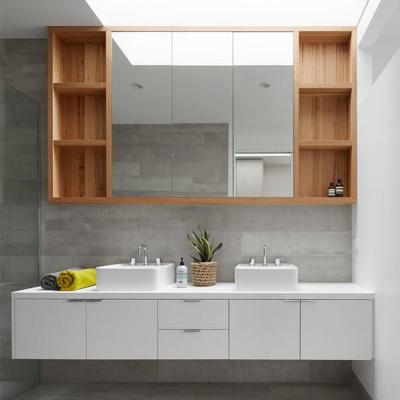 China Modern Customize Bathroom Sink And Storage Vanity With Combo Mirror Cabinet for sale