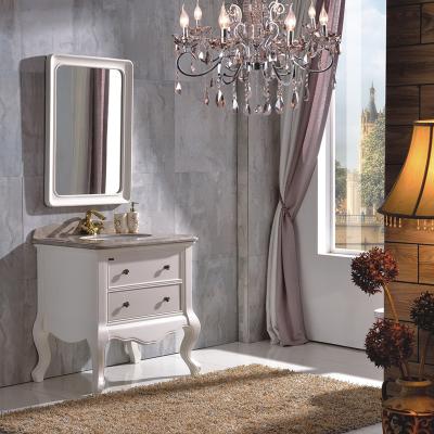 China Traditional Hotel Bathroom Vanity Cabinets Solid White Marble Wood Cabinet for sale