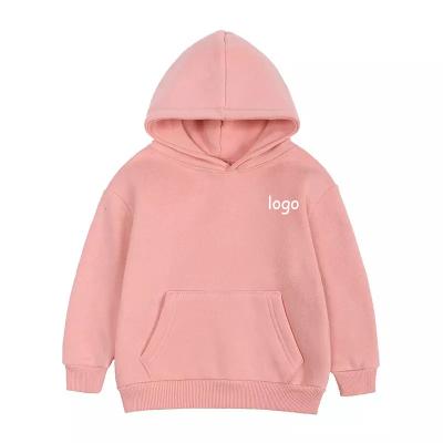 China Anti-Shrink Wholesale custom heavy cotton fleece pullover casual plain hoodie no string oversized hoodie for kids for sale