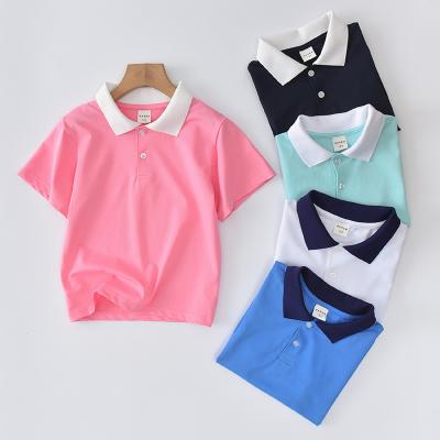 China Breathable Summer Clothes Children Polo Top Casual Cotton Customized Embroidered Logo Plain Kids School Uniform Polo Shirt for sale