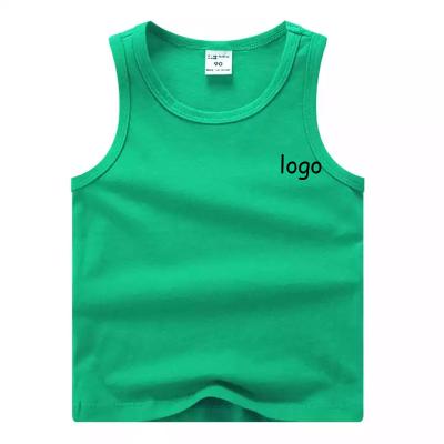 China Anti-Shrink High Quality Kids Boys Customize Print logo Shirt Crewneck Sleeveless Tank Top For Children Vest for sale