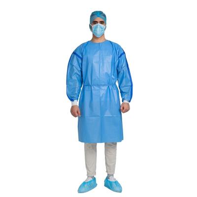 China Knitted SMS Cuff Surgical Gown Non Woven Sterile Packing Disposable Medical Gown for sale