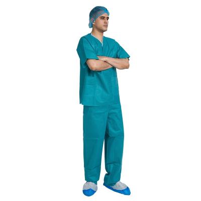 China Cheap Disposable Hospital Scrub Nonwoven Patient Gown Doctor Scrub Suits Disposable Nursing Suit Hospital for sale