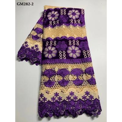 China African guipure lace embroidery sustainable cotton 100 cord lace fabric with stones wholesale guipure cord lace for sale