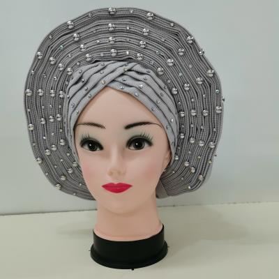 China European and American style best selling sego headtie nigerian african beads auto gele for women clothing head wrap for sale for sale