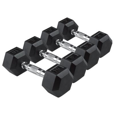 China Rubber Covered Dumbbell Instant Sale Gym Use Rubber Grip Hexagon Dumbbell for sale