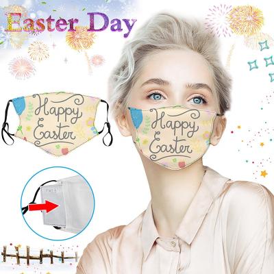 China Cotton Fabric Easter Bunny Decoration Washable Face Masks With Filter Pocket For Adults Party Mouth Mask Custom Cover for sale