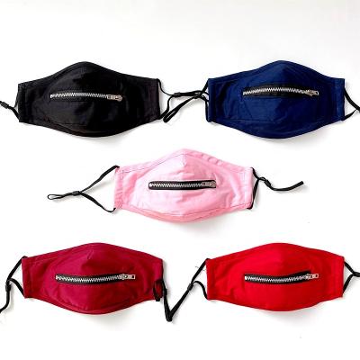 China New Fashion Cotton+Metal Zipper Slimming Halloween Drinking Party Carnival Washable Open Cotton Facemask With Zipper For Adult for sale