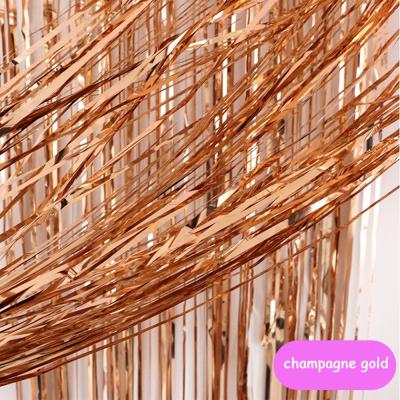 China PET 1M*2M Metallic Tinsel Curtains Rose Gold Wedding Birthday Backdrop Window Decoration Party Supplies for sale