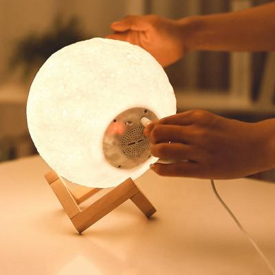 China Modern Moon Lamp 3D LED USB Decoration Voice Speaker Home Table Lamp for sale