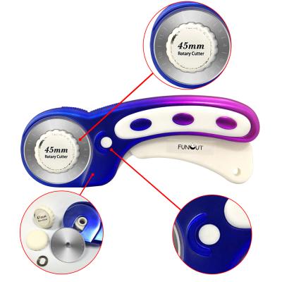 China Colorful Screw Release Gradient Color 45mm Rotary Cutter Set With 5 Spare 45mm Rotary Cutter Blades for sale